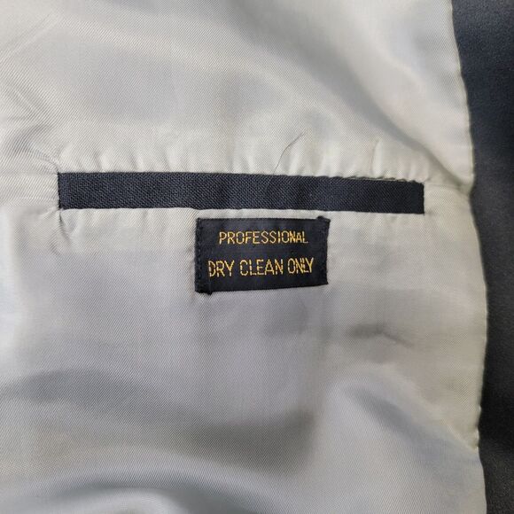 Black Mens Tuxedo Satin Lapel 1-Button Single Vent Formal Blazer Jacket 46R - Picture 13 of 14